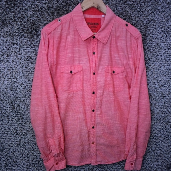 Guess Other - Guess Pink Button-Front Utility Shirt